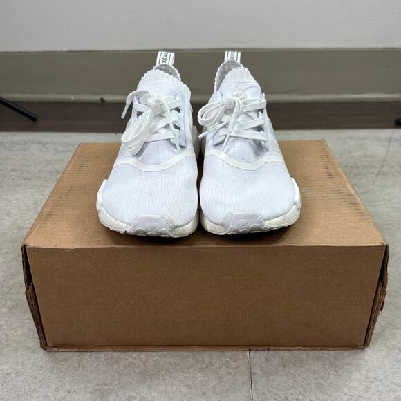 Vintage Y2K Adidas NMD R1 Low Top Shoes Mens 10 Triple White Primeknit Japan - Picture 4 of 8